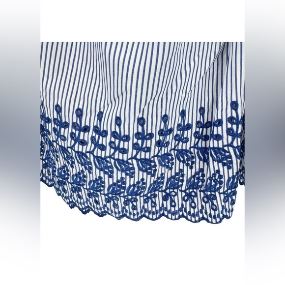 Tuckernuck Cinzia Blue Stripe Eyelet Skirt Size M NWT Cotton Blend Midi Boho - Picture 4 of 13